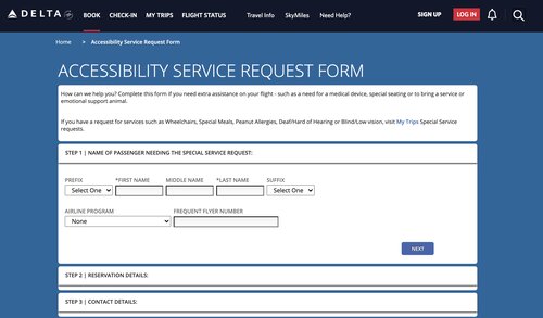 Delta disability accessibility service request form