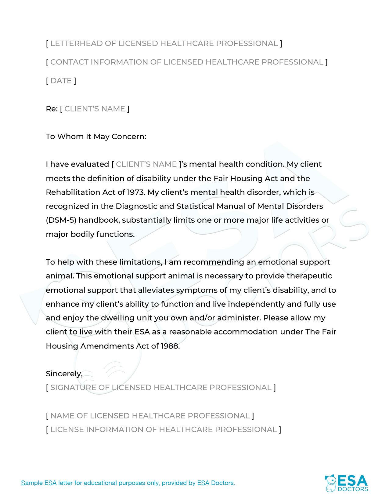 esa-letter-for-housing-template