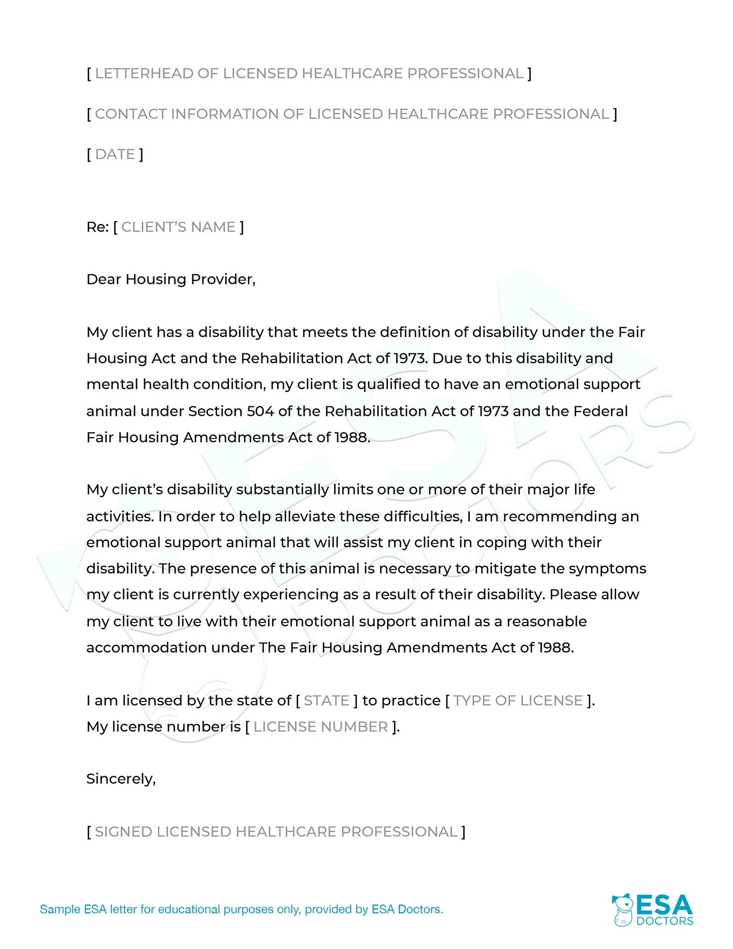 How ESA Letters Works ESA Doctors