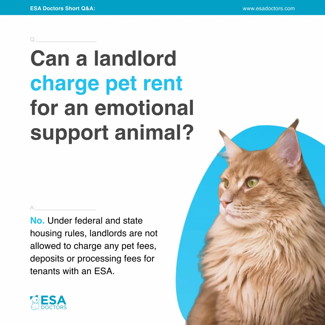 Can a landlord charge pet rent for an Emotional Support Animal? ESA