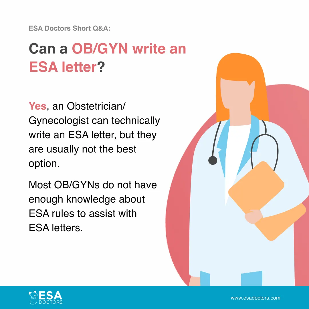 Can an OB/GYN write an ESA letter?