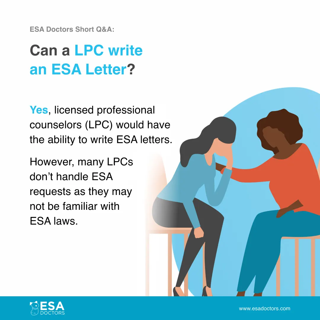 Can a Licensed Professional Counselor (LPC) Write an ESA Letter?