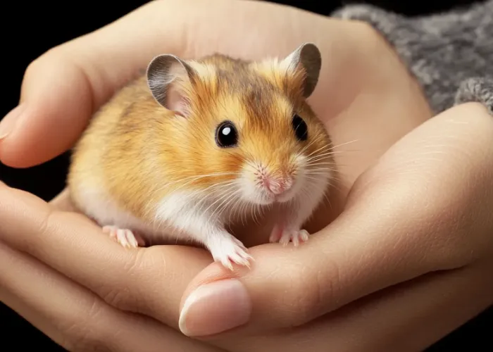 An emotional support hamster in its owner's hands